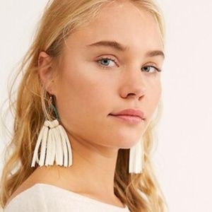 Free People, Raven & Riley Tahiti Stone Drop Leather Hoops.